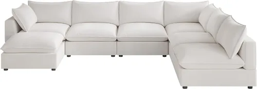 Vista 17 de Sofá modular seccional, sofá de nube de asiento profundo, cojines ultra cómodos, tapicería suave, funda extraíble, 4 plazas para sala de estar