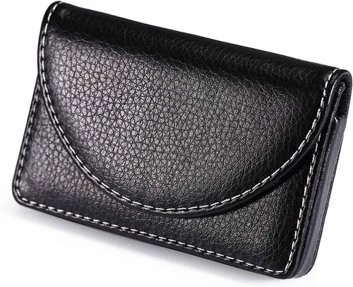 Vista 2 de Funda de piel para tarjetas con cierre magnético, Piel Negro