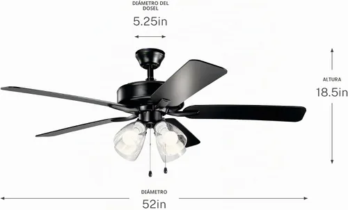 Vista 9 de Kichler Ventilador Basics Pro Premier de 52 pulgadas, negro satinado