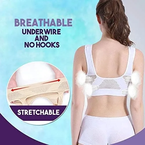 Vista 5 de Brasier transpirable con efecto de realce de aire, sin costuras, sin varillas, cómodo, transpirable, almohadillas extraíbles, brasier sin varillas