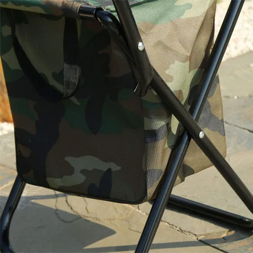 Vista 9 de Silla de camping plegable con bolsa enfriadora, taburete compacto para pesca, camping, senderismo, viajes, barbacoa (camuflaje militar)