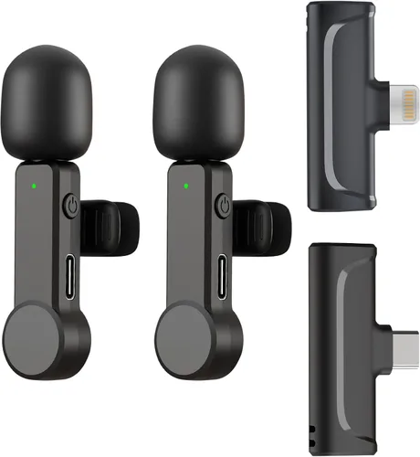 Vista 8 de NPTCL Paquete de 2 micrófonos Lavalier USB C inalámbrico Lav Mic para teléfono Android Cancelación de ruido Mini micrófono de solapa tipo C