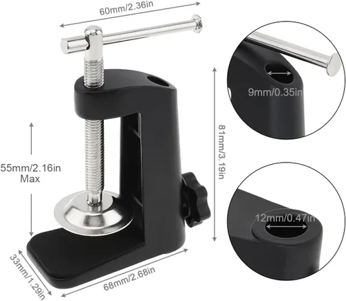 Vista 2 de RTNLIT Abrazadera universal de montaje de mesa en forma de C para micrófono, brazo de tijera, soporte de brazo de tijera con tornillo