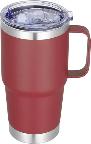 Vista 19 de Vaso térmico de acero inoxidable de 20 oz con asa, envase a granel, vasos termales metálicos aislados, taza de café de viaje con asa, vaso de doble