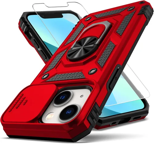 Vista 7 de Funda para iPhone 12 Mini, con protector de pantalla HD para cámara deslizante, [protección de cámara] [soporte giratorio magnético] funda Negro