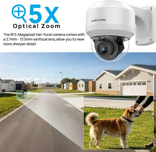 Vista 3 de VIKYLIN Cámara al aire libre 4K PTZ 8MP IP POE con audio de 2 vías Gris Blanco