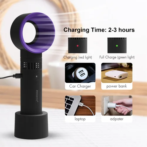 Vista 4 de Miniventilador portátil recargable por USB, sin aspas, para extensiones de pestañas, soplador de aire acondicionado para suministros esenciales