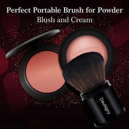 Vista 6 de Daubigny - Brocha de maquillaje retráctil Kabuki, brochas de base de viaje para base de maquillaje para rubor bronceador y polvo..