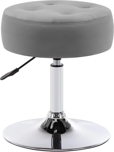 Vista 10 de DUHOME Taburete de tocador de cuero PU taburete de maquillaje silla de tocador altura ajustable taburete giratorio redondo otomano negro