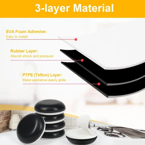 Vista 3 de Deslizadores de electrodomésticos de cocina, 16 piezas autoadhesivas para electrodomésticos pequeños, fáciles de mover y ahorrar espacio, accesorios