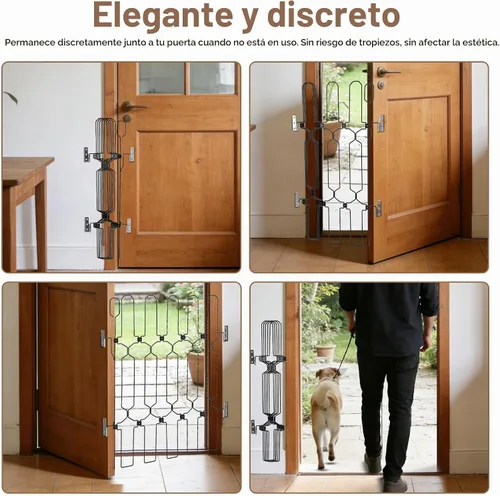 Vista 3 de Puerta retráctil para perro para puerta delantera, 26 pulgadas de ancho, 30.7 pulgadas de alto, barrera retráctil automática para perros