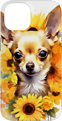 Vista 4 de Chihuahua Dog Watercolor Funda de girasol Chihuahua para iPhone 17