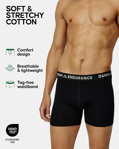 Vista 2 de DANISH ENDURANCE Calzoncillos tipo bóxer de algodón suave, ropa interior elástica para hombre, paquete de 6