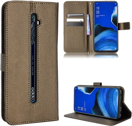 Vista 9 de Funda de piel sintética con tapa para Oppo Reno2 Z, para Oppo Reno2 F, funda con tapa de piel sintética, color azul
