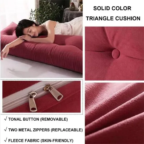 Vista 2 de Almohada triangular grande de cuña de lectura, cojín de cabecera para reposo en cama, almohada de forro polar para cabecero, respaldo con funda