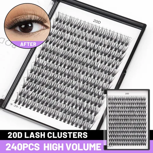 Vista 5 de Bodermincer 1 caja de gran capacidad, 240 paquetes de extensiones de pestañas de 8-10-12-0.551-0.630 in mixtas 20D/30D/40D/60D/80D/100D, pestañas