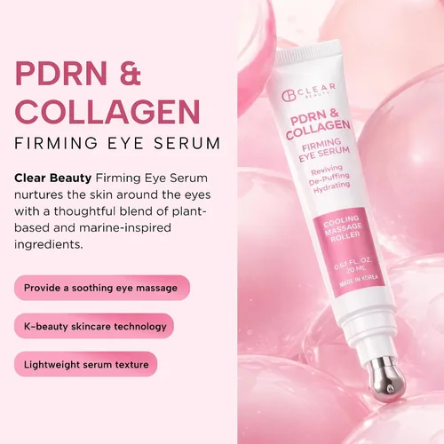 Vista 2 de Clear Beauty Suero para ojos con ADN de salmón PDRN y colágeno, dermatológicamente probado, antienvejecimiento, cuidado de la piel coreano, rodillo