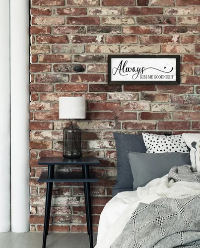 Vista 5 de YPY Letrero con texto en inglés "Always Kiss Me Goodnight" (Always Kiss Me Goodnight): pintura que absorbe el sonido, arte de pared – Decoración
