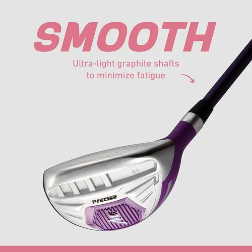 Vista 6 de Precise M5 - Juego completo de palos de golf para mujer – Juego completo para diestros con conductor de titanio, SS Fairway e híbrido, hierros de 5