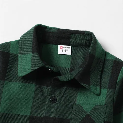 Vista 5 de PATPAT Conjuntos familiares a juego para mamá y yo, vestido a juego de manga larga a cuadros y camisas casuales con botones