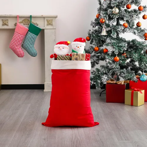 Vista 2 de DYSHAYEN Saco de Santa Bolsa de Regalo de Navidad 19.7 X 27.6 Pulgadas Bolsa Grande de Lona de Santa Claus para Suministros de Fiesta de Xmas (Rojo)