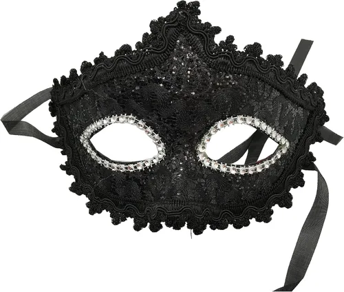 Vista 8 de Máscara veneciana negra con elegante collar gótico de encaje de princesa vintage, paquete de 2
