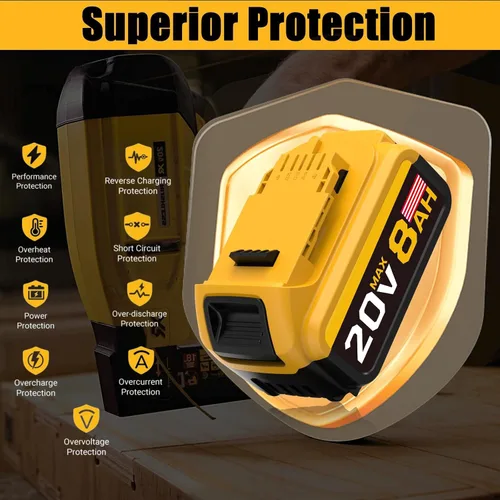 Vista 10 de Reemplazo de 8.0Ah compatible con batería Dewalt 20V Max con alta capacidad Herramientas eléctricas inalámbricas Batería de 20 voltios DCB200 DCB201