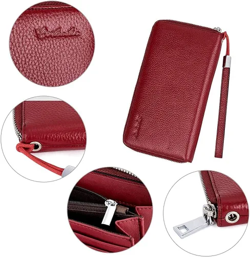 Vista 8 de BOSTANTEN Bolso de cuero genuino bolso de hombro suave diseñador superior manija monederos y carteras de cuero para las mujeres RFID bloqueo