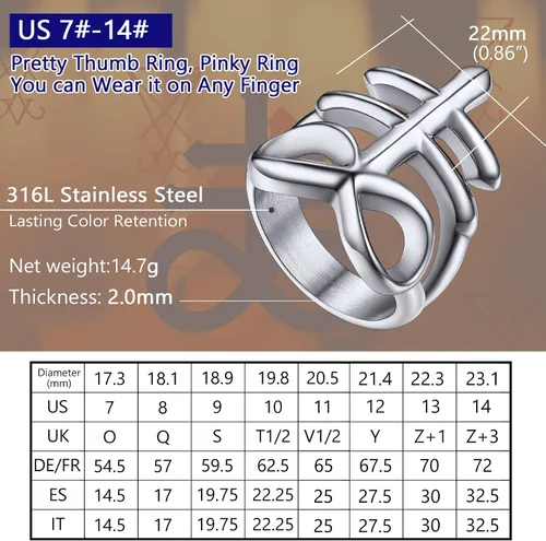 Vista 4 de PROSTEEL Joyería gótica satánica unisex anillo de cruz de Leviatán anillo de Lucifer del diablo acero inoxidable 316L tono platanegrodorado
