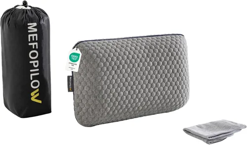 Vista 13 de Almohada de viaje de espuma viscoelástica con funda lavable y bolsa de transporte, almohada de cuello compacta, suave y transpirable para avión