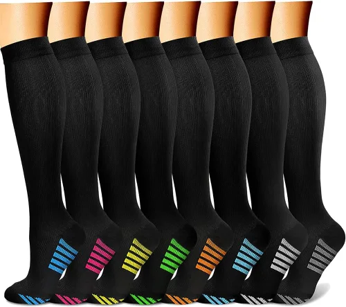 Vista 41 de CHARMKING Calcetines de compresión para mujeres y hombres para circulación (8 pares) 15-20 mmHg, mejor soporte para ciclismo atlético