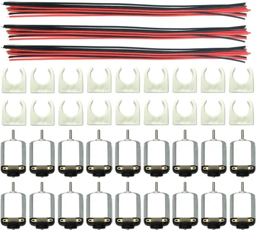 Vista 8 de EUDAX Kit de 18 motores de corriente continua, mini motor eléctrico de 1.5-3 V 24000 RPM con 252 engranajes de plástico, 2 soportes de batería AA