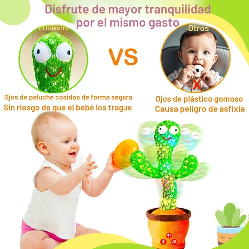 Vista 3 de Juguetes recargables para bebés, juguete de cactus que habla y baila para bebé, volumen ajustable, canto, imitación, repetición, juguetes infantiles