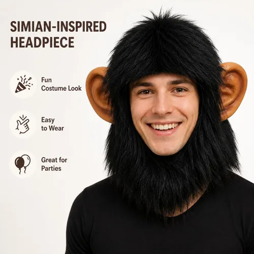 Vista 4 de Gorilla Mask - Máscara de mono de animal para adulto, con pelo