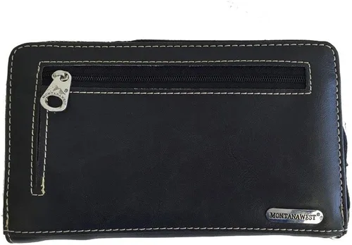 Vista 7 de Montana West Cartera de muñeca para mujer 2 en 1 de piel auténtica con cierre de cremallera