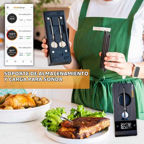 Vista 2 de ChefsTemp Termómetro inalámbrico para carne ProTemp 2 Plus con sonda