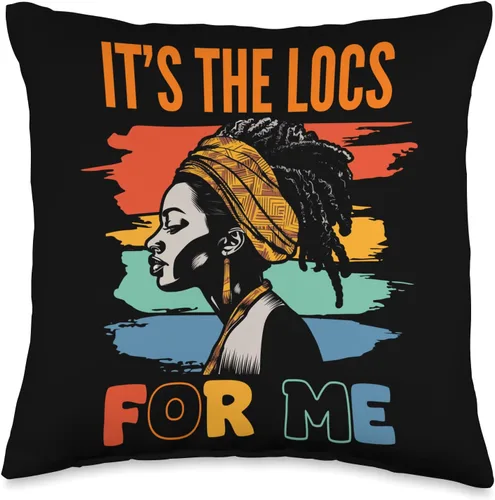 Vista 4 de Locs Afro Dreadlocks Love Natural Beauty Hair It's the Locs for Me Afro Hair Black American African Girl Throw Pillow, 18x18, Multicolor