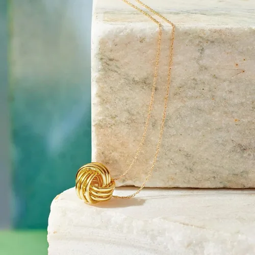 Vista 3 de Ross-Simons 14kt Yellow Gold Love Knot Pendant Necklace