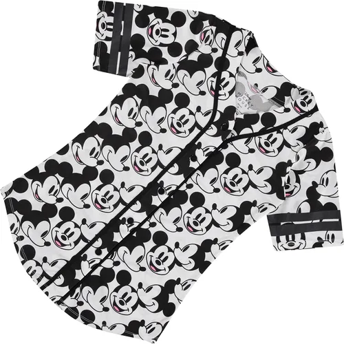Vista 12 de Disney Camiseta de béisbol de Mickey Mouse con botones para mujer, diseño de Mickey y Minnie Mouse