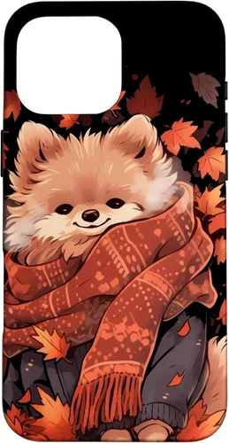 Vista 19 de Pomeranian Pom Autumn Fall Leaves Dog Thanksgiving Case for iPhone 17