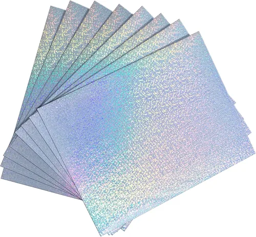 Vista 9 de Papel adhesivo holográfico transparente para impresora de inyección de tinta y láser, 20 hojas de vinilo imprimible, papel adhesivo holográfico