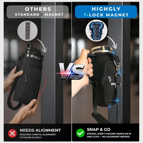 Vista 6 de Bolsa magnética de gimnasio para vasos de 21 a 42 onzas — Se adapta a Stanley, Owala y vasos similares Soporte para botellas manos libres