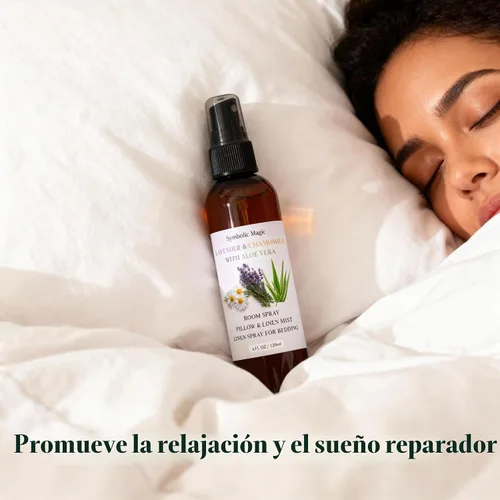 Vista 5 de Symbolic Magic Spray de aceite esencial de lavanda para habitación, espray de lino para ropa de cama, dormir, almohada, cama, aceites