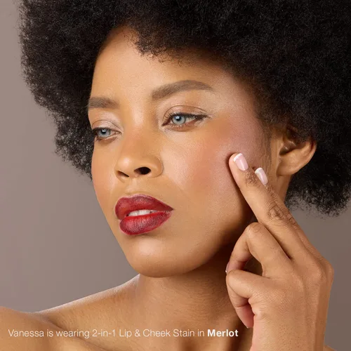 Vista 4 de Mineral Fusion Merlot 2 en 1 Lip & Cheek Stain Merlot, 0.10 onzas líquidas, rojo cereza profundo hidratante, de larga duración, color mate