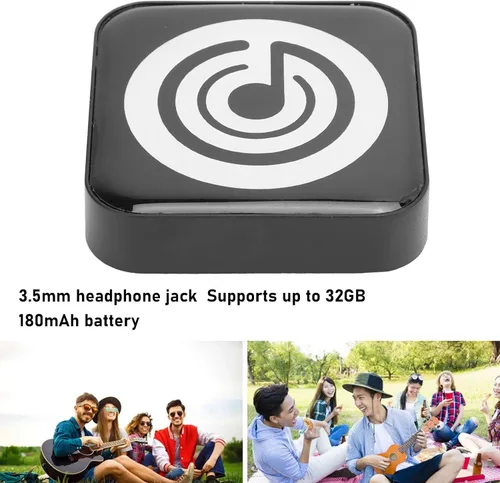 Vista 3 de Reproductor de MP3, reproductor de música de sonido sin pérdidas de alta fidelidad, reproductor de música portátil de 180 mAh con conector