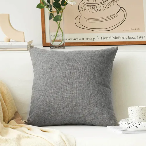 Vista 16 de Home Brilliant Funda de almohada de lino de 18 x 18 pulgadas, almohada decorativa para cama, sofá, sala de estar, 1 unidad, color gris ceniza