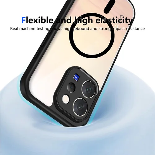 Vista 171 de Funda magnética transparente compatible con Xiaomi 17T, color negro 2 en 1 PC + TPU cubierta de teléfono a prueba de golpes, carcasa protectora