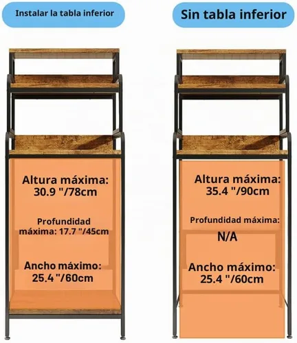 Vista 3 de COCOLUCKY - Estante de 4 niveles para mini nevera con almacenamiento, gabinete para mini nevera con almacenamiento, soporte para microondas, estante