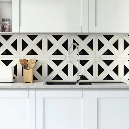 Vista 12 de 12 calcomanías de vinilo esmerilado para transferencia de salpicaduras en muro, autoadhesivas para suelo de cocina y baño, oro imperial, 6 x 6