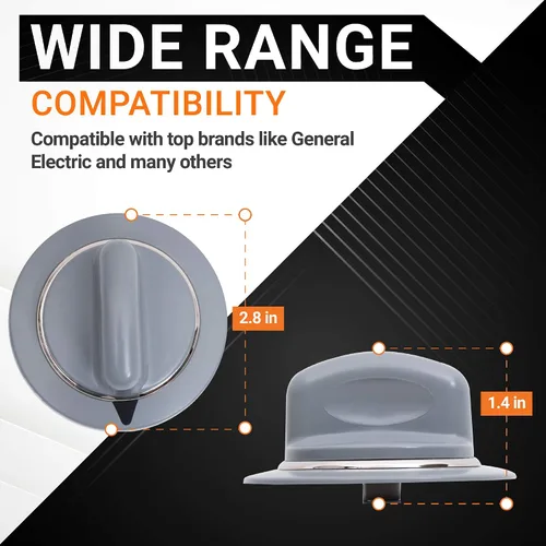 Vista 3 de WE1M964 - Pomo de control del temporizador de secadora con anillo de metal de BlueStars – Compatible con secadores GE – Reemplaza 1811122 AP4980845